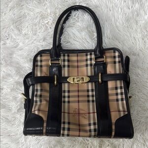 Burberry Beige and Black Plaid Satchel